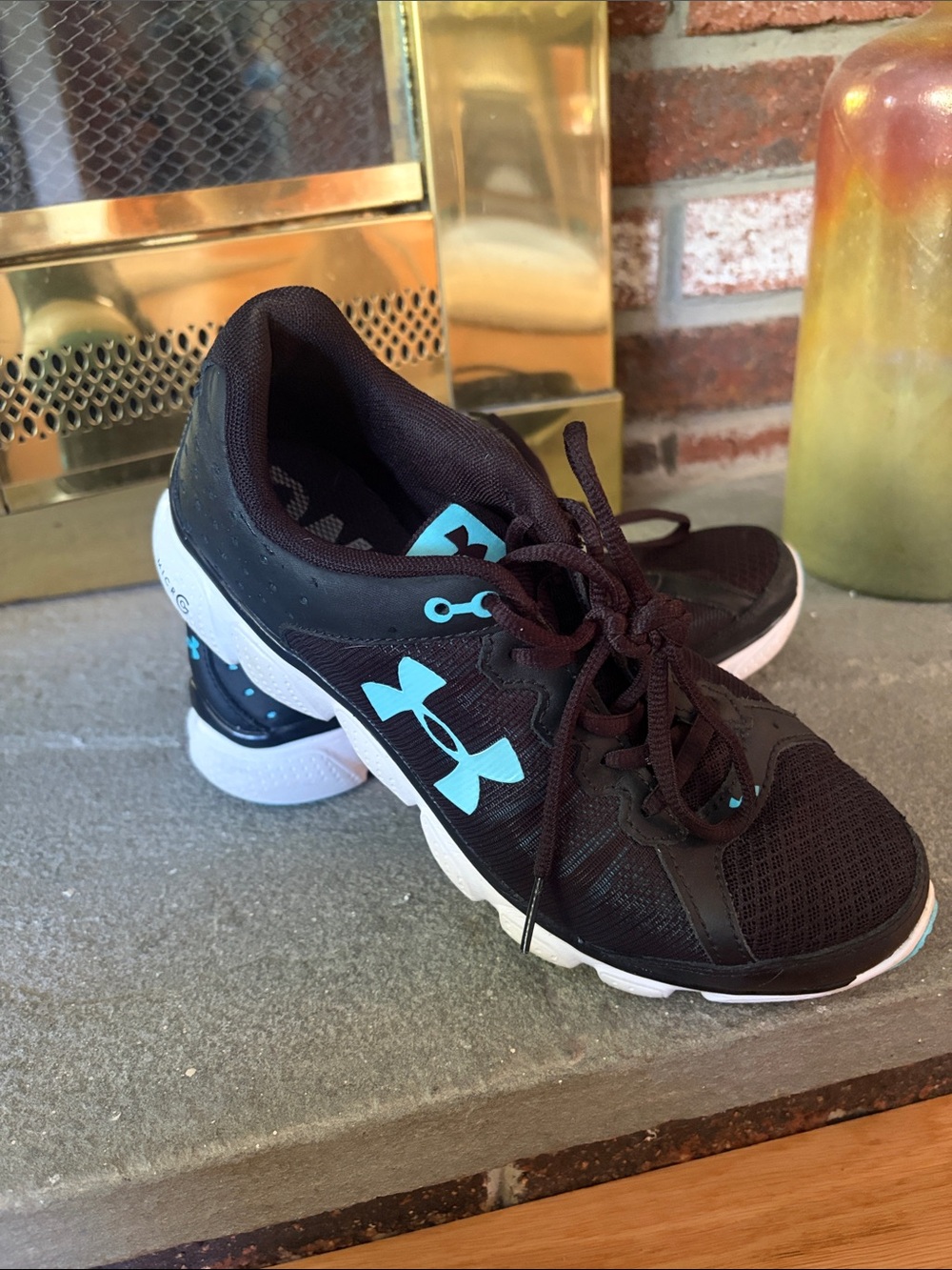 Under Armour Black Sneakers with Aqua Logo Accents